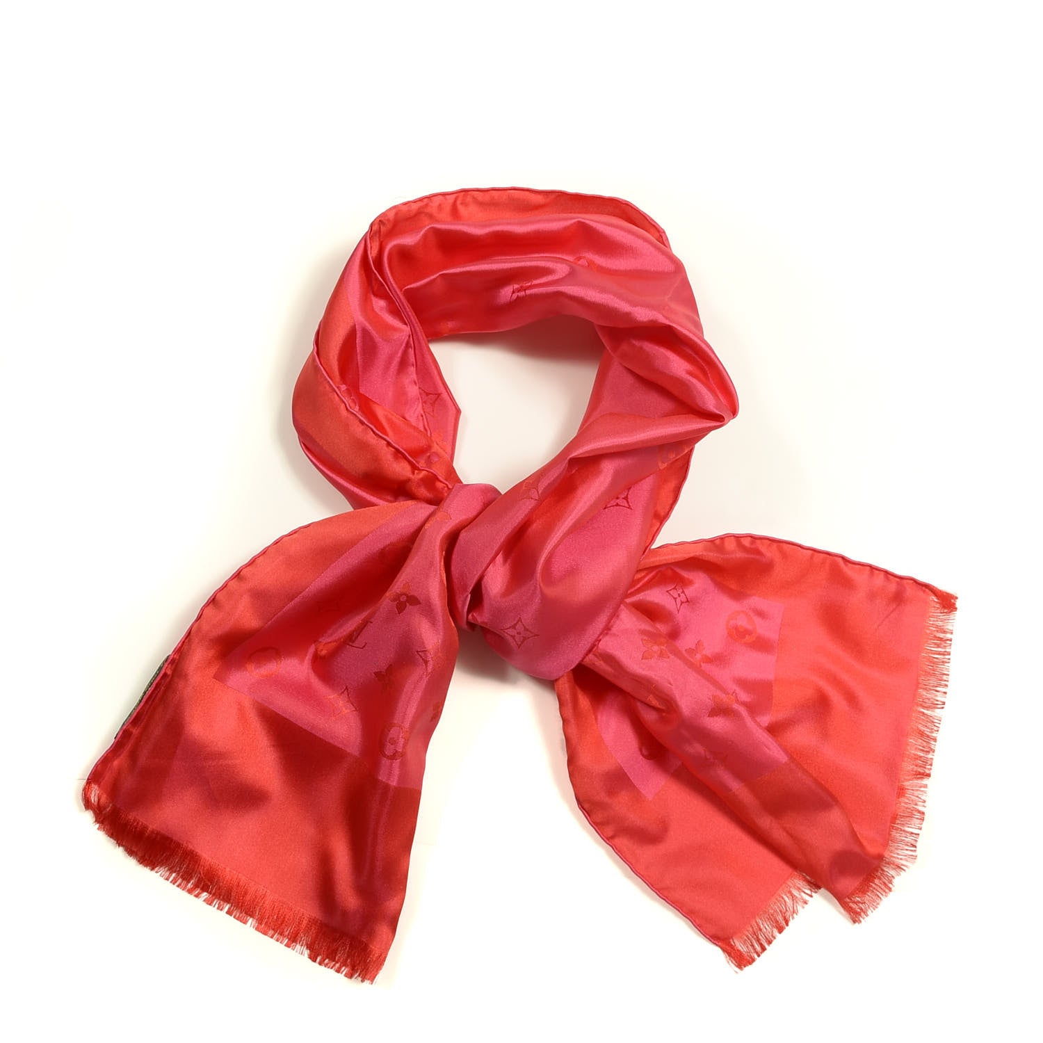 Louis Vuitton Silk Monogram Capri Scarf Pink Red 1 of 4
