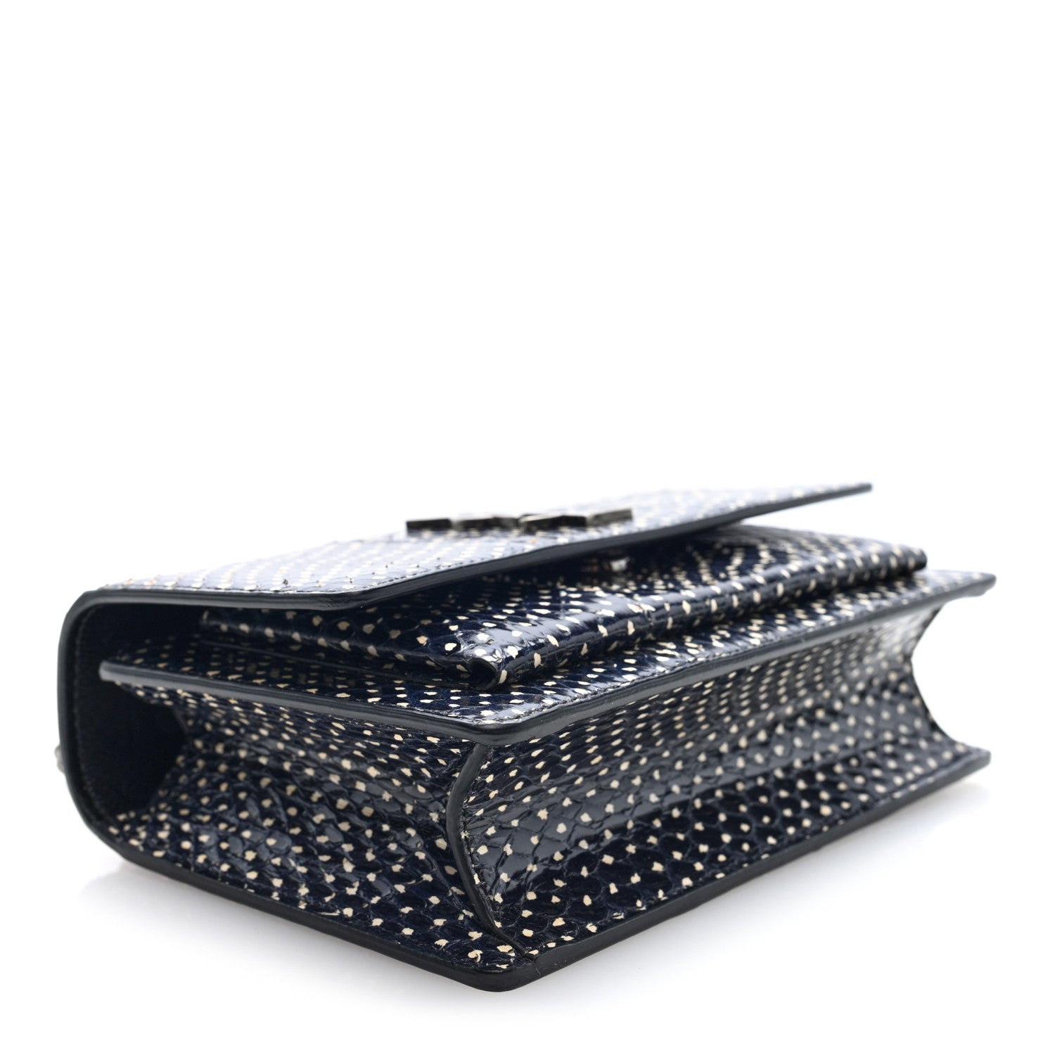Saint Laurent Elaphe Nappa Monogram Sunset Chain Wallet Black White 3 of 8