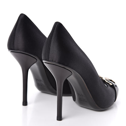 Gucci Satin Crystal Peep Toe Pumps 36.5 Black 4 of 10