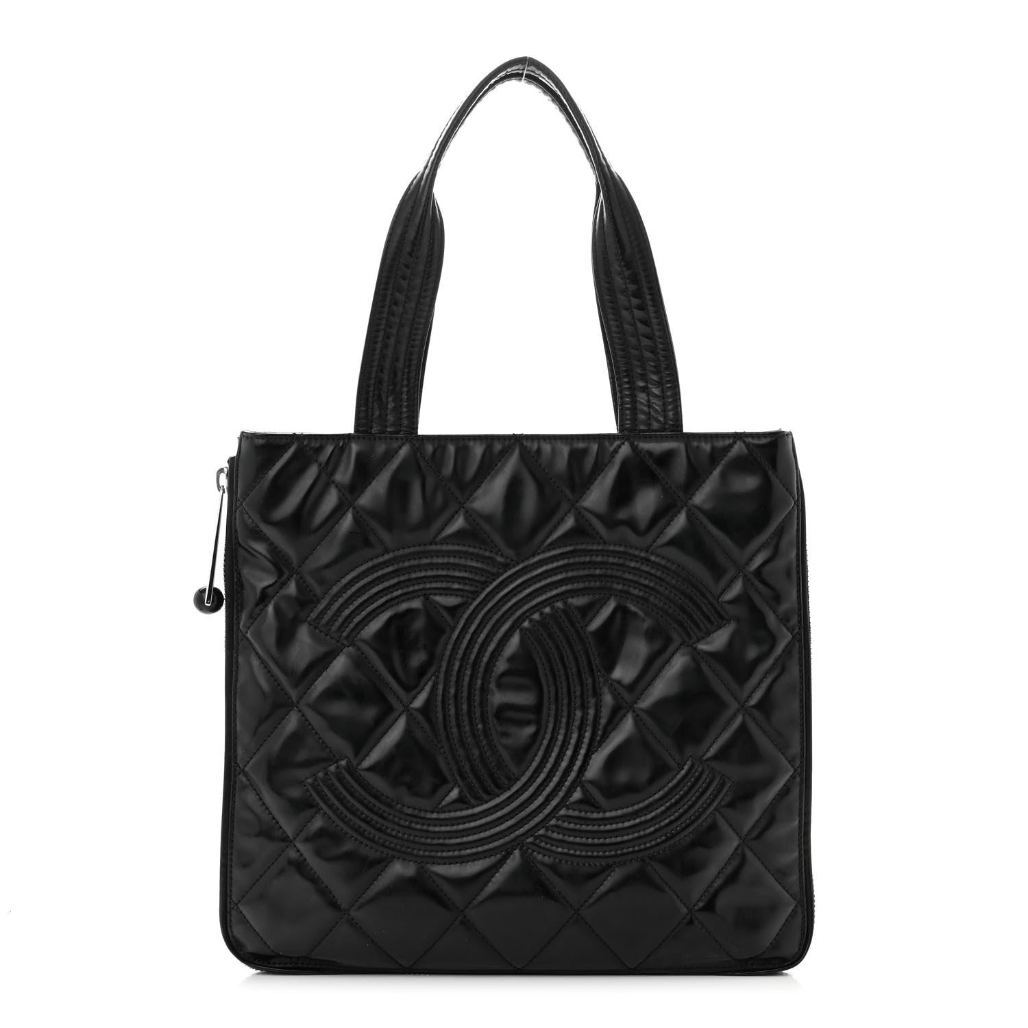 Chanel Patent Quilted Expandable CC Shoping Tote Black 1 of 10