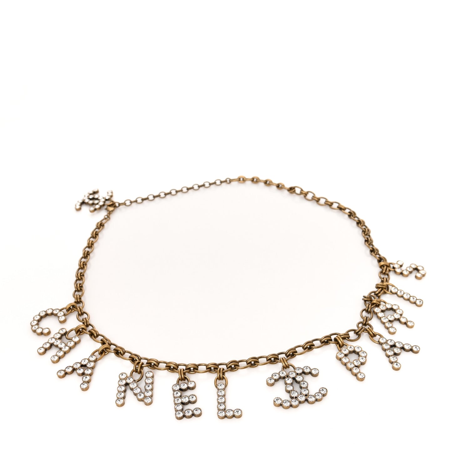 Crystal City of Lights Letter Chain Belt Gold