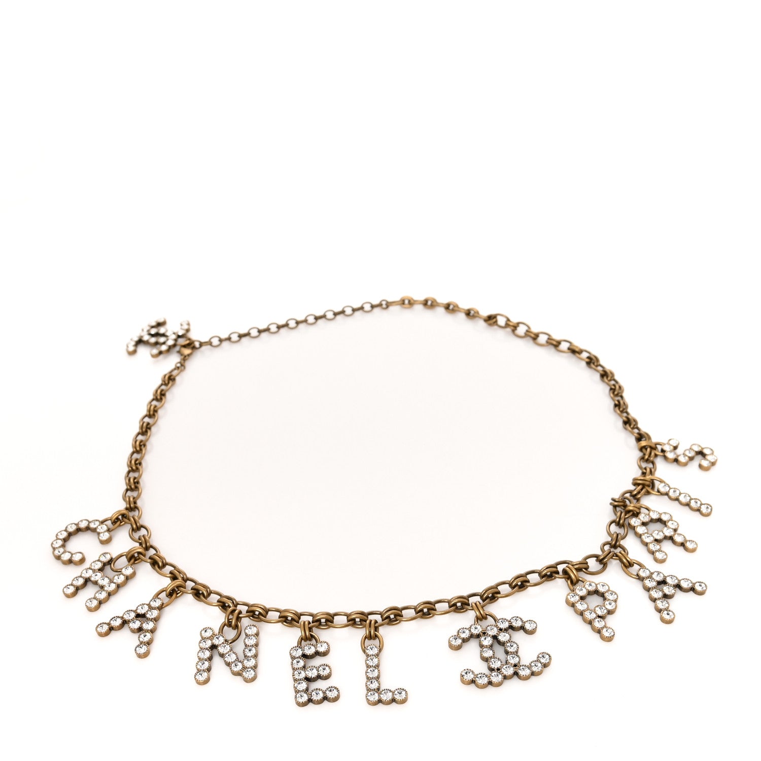 Chanel Crystal City of Lights Letter Chain Belt Gold 1 of 3