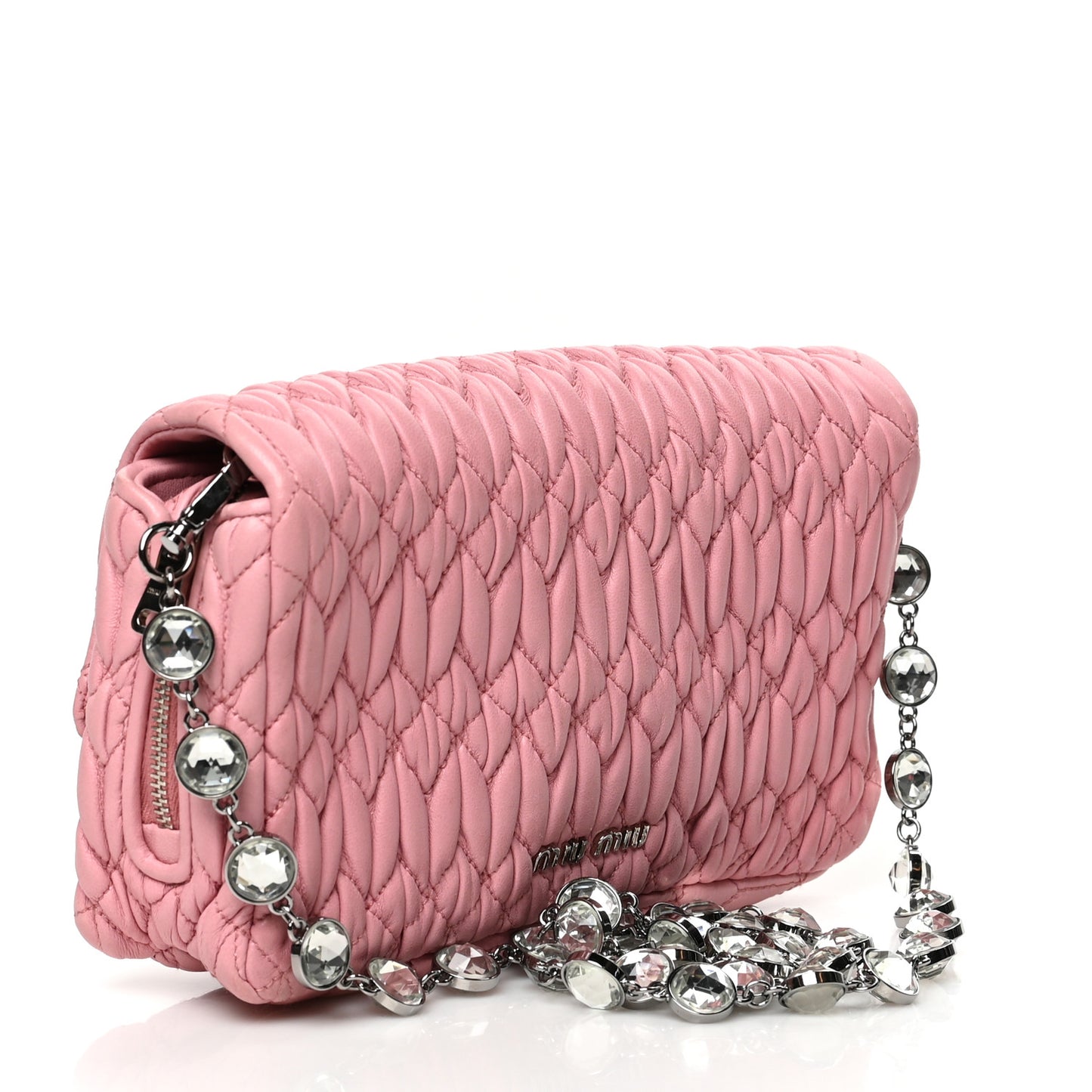 Nappa Matelasse Crystal Shoulder Bag Rosa