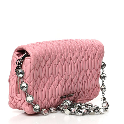 Miu Miu Nappa Matelasse Crystal Shoulder Bag Rosa 2 of 8