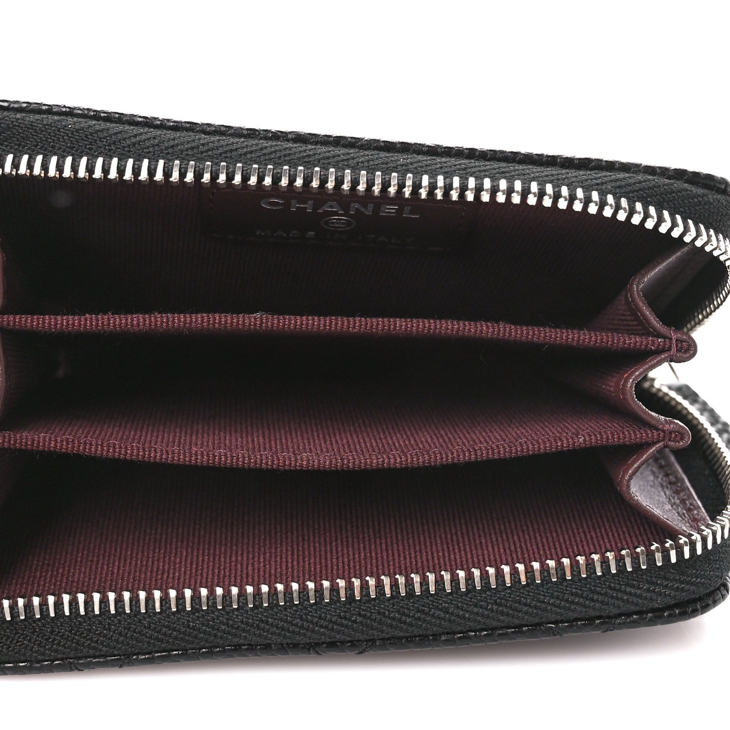 Caviar Quilted Zip Coin Purse Black