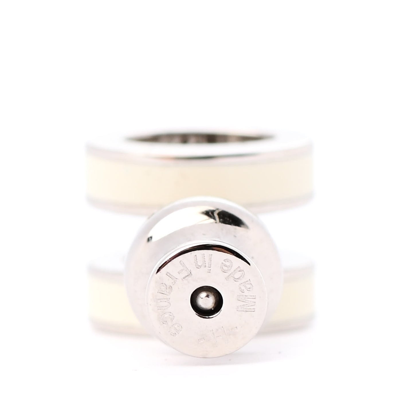 Palladium Lacquered Mini Pop H Earrings White