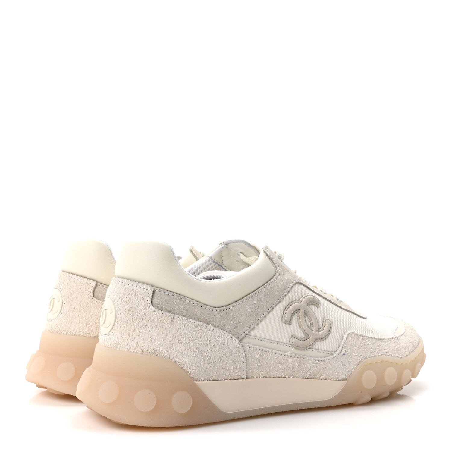 CHANEL レ　パンソー　ドゥ　シャネル 2019 #251219 Chanel Mixed Fibers Suede Calfskin Womens CC Sneakers 41 Ivory