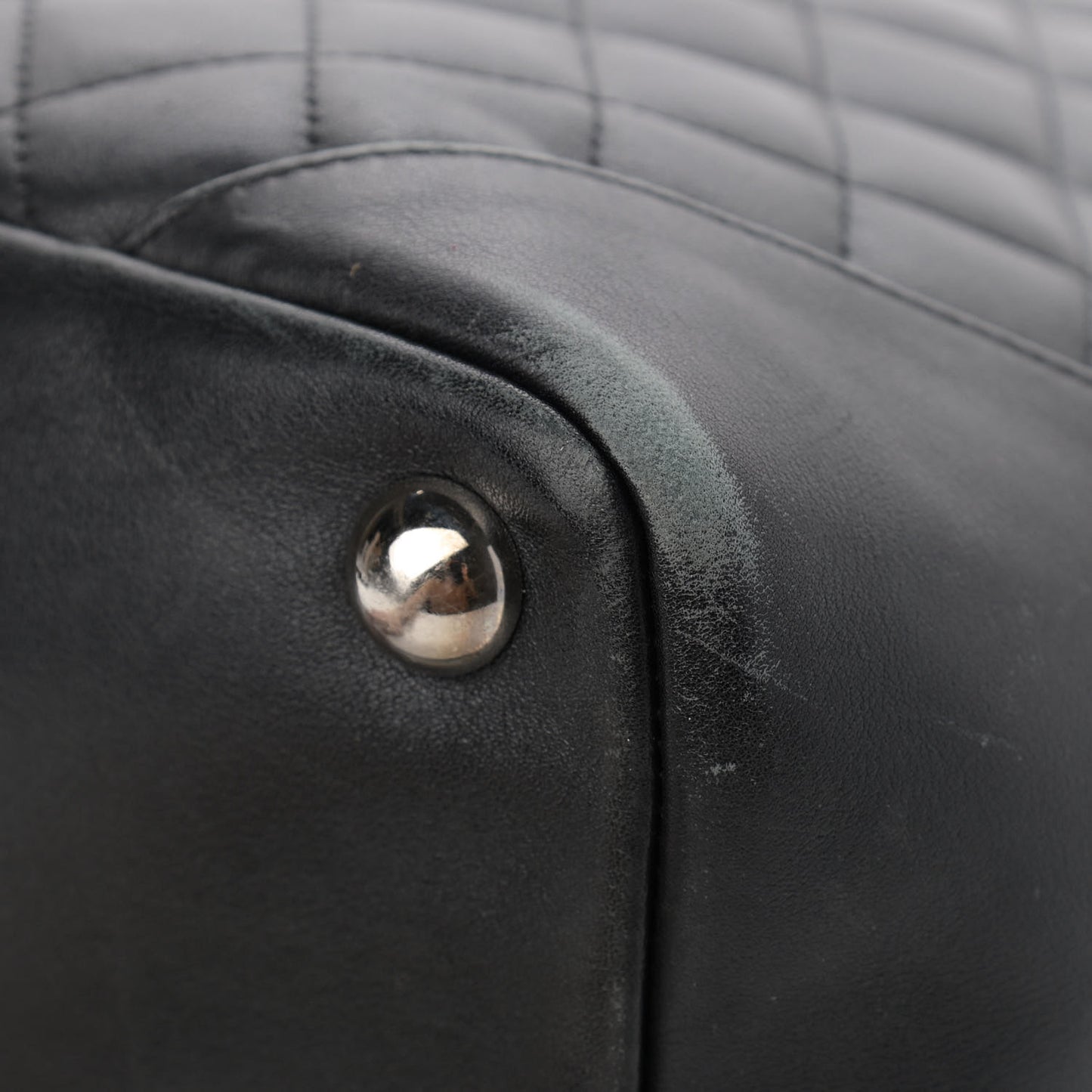 Calfskin Quilted Large Cambon Tote Black