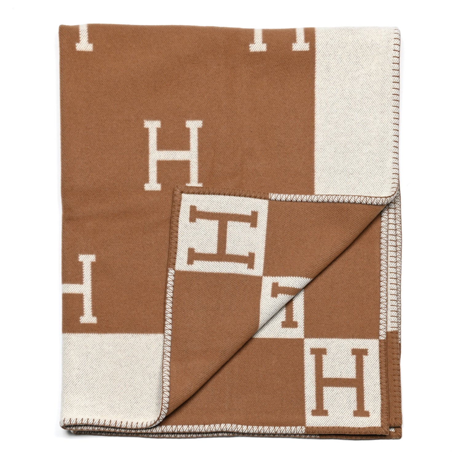 Hermes Wool Cashmere Avalon Blanket Ecru Camel 2 of 3