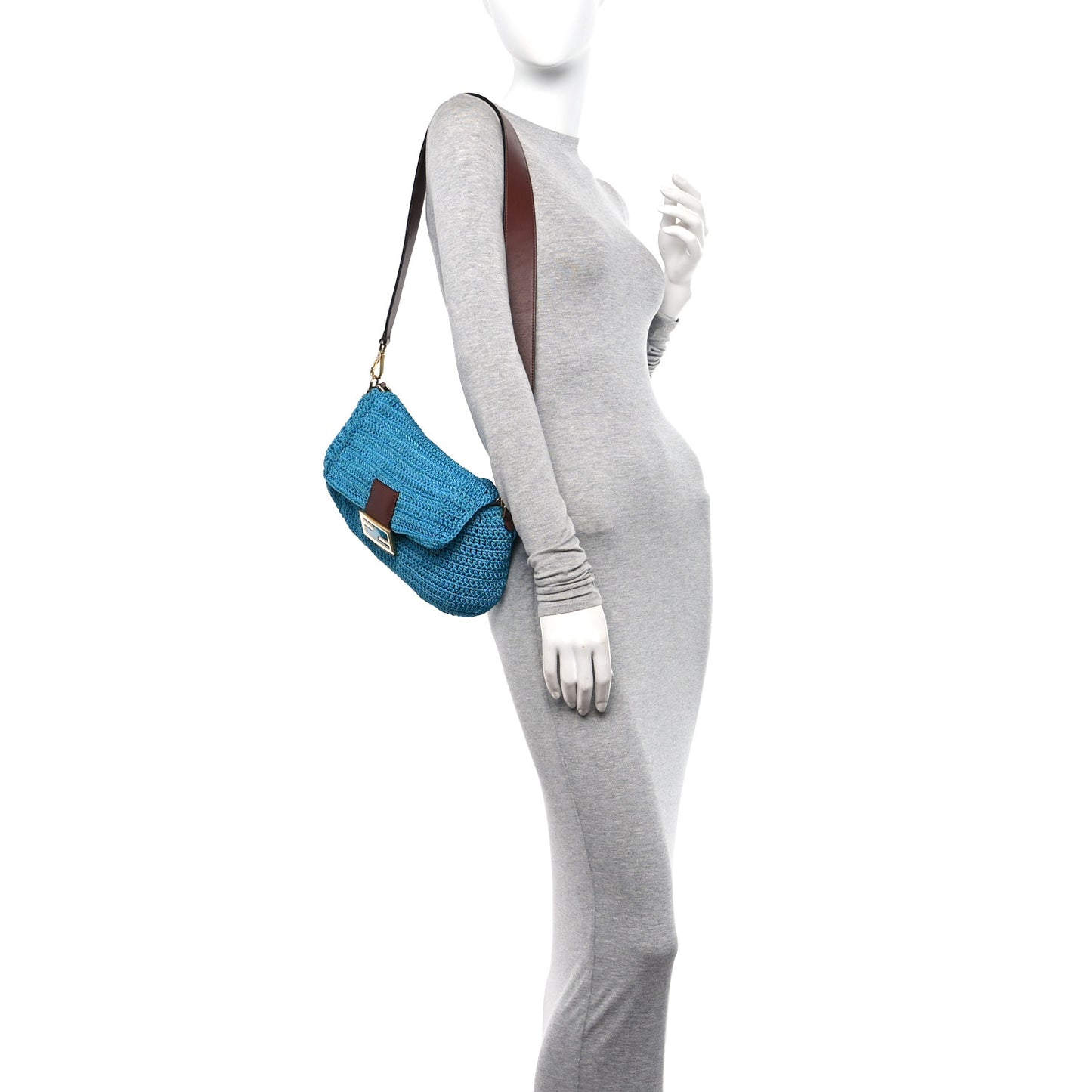 Fabric Crochet Vitello Grace Plexiglass Baguette Cyber Blue Ghianda