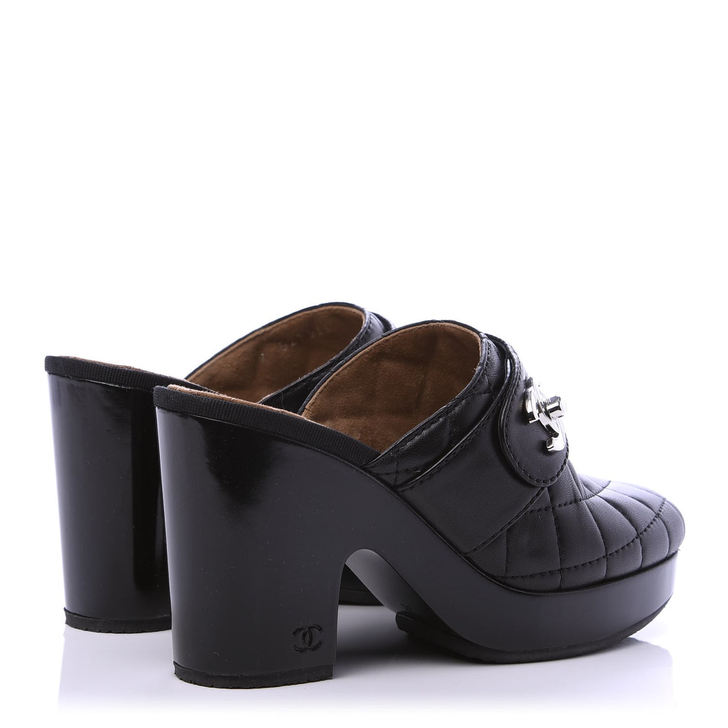 Lambskin Quilted CC Mules 36 Black