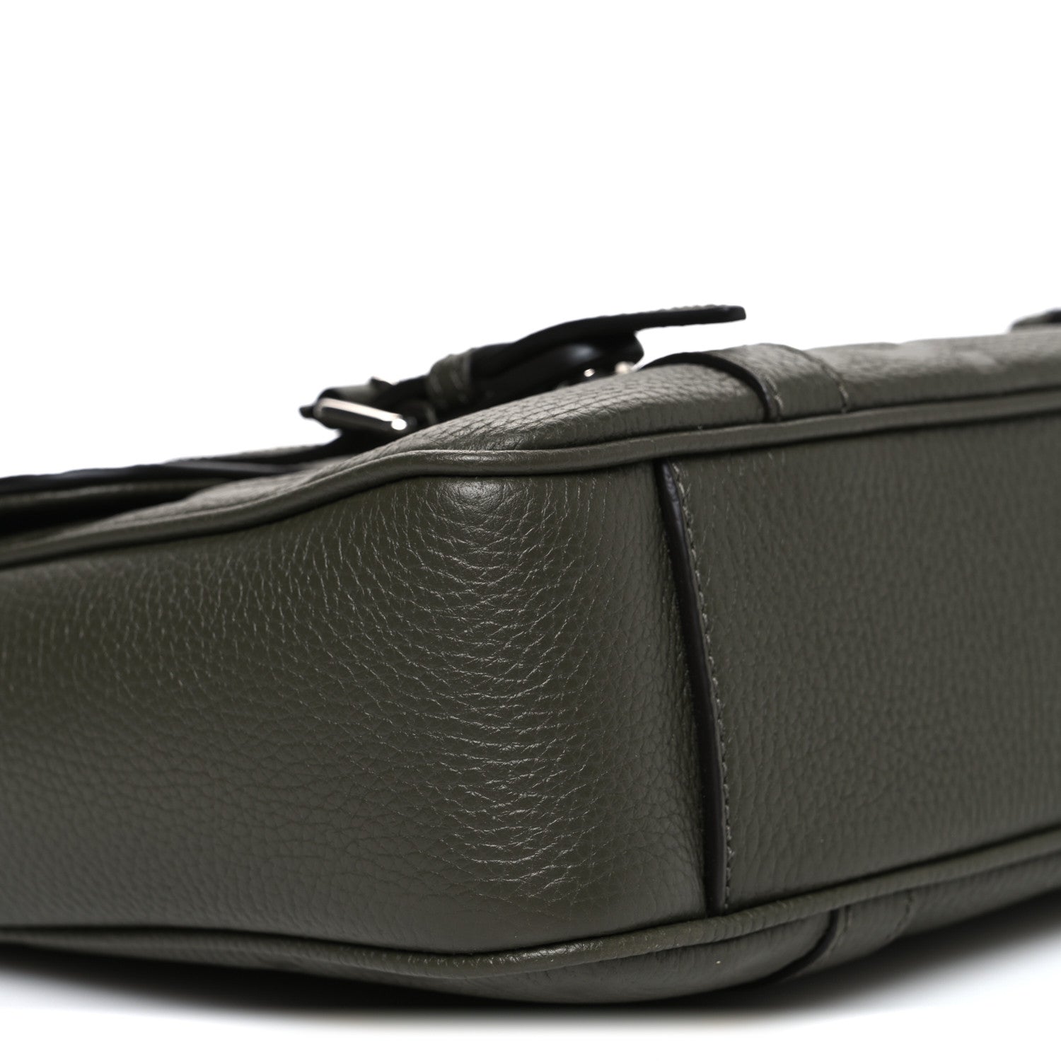 Gucci Piuma Calfskin Jumbo GG Embossed Double Buckle Medium Messenger Bag Dark Vintage Olive 9 of 10