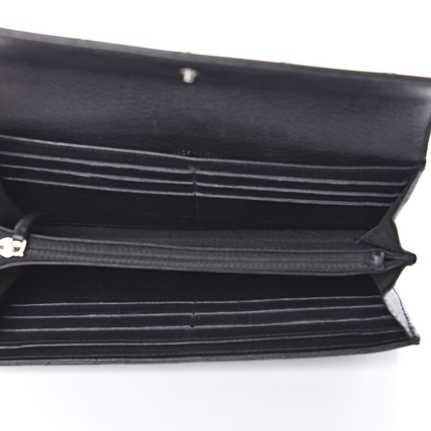 Calfskin Stitched Fancy CC Long Double Wallet Back
