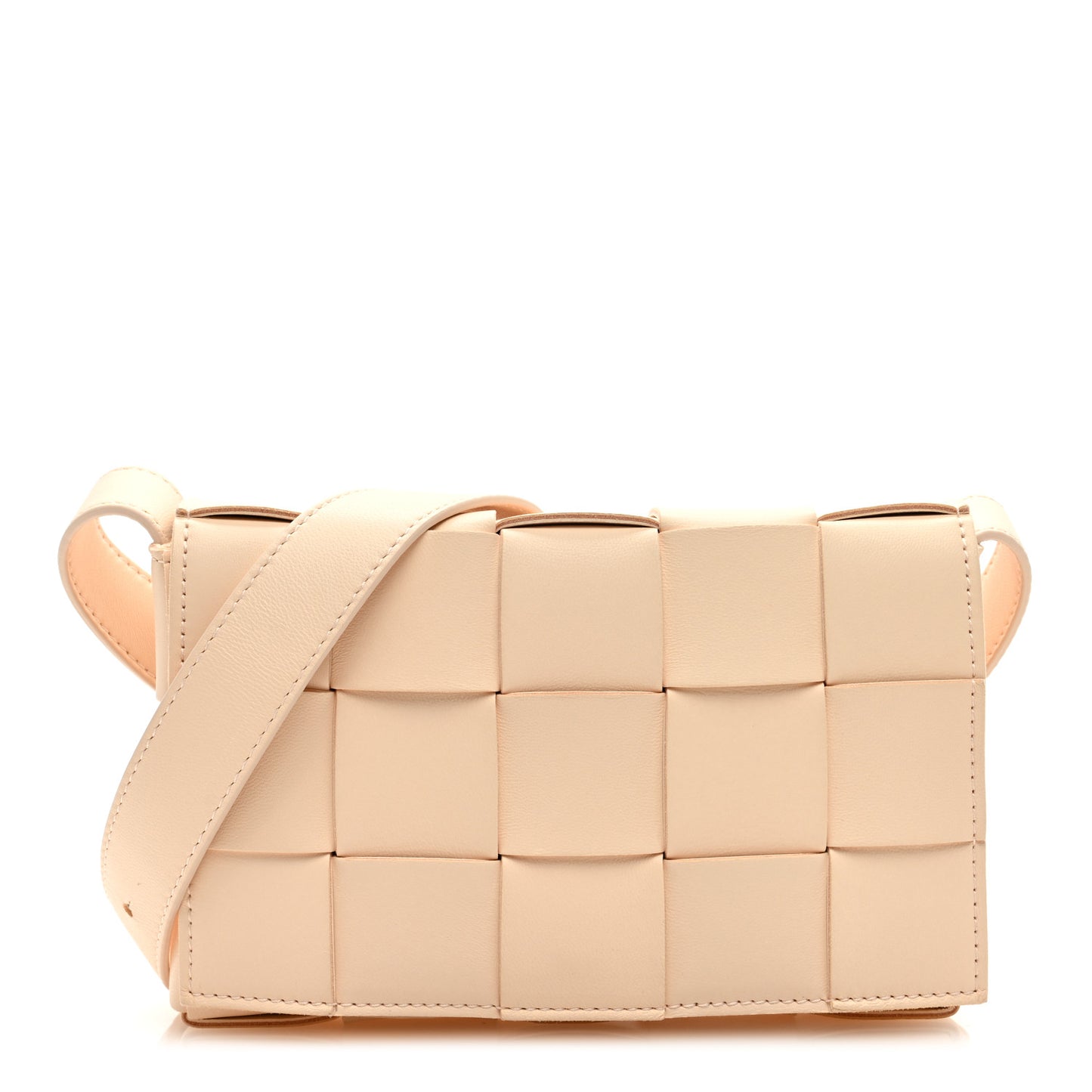 Lambskin Maxi Intrecciato Small Cassette Crossbody Bag Porridge