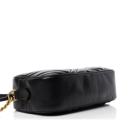 Gucci Calfskin Matelasse Small GG Marmont Chain Shoulder Bag Black 4 of 11