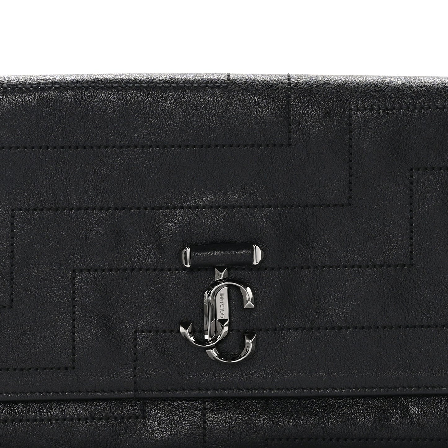 Biker Calfskin Overstitch Avenue Clutch Black