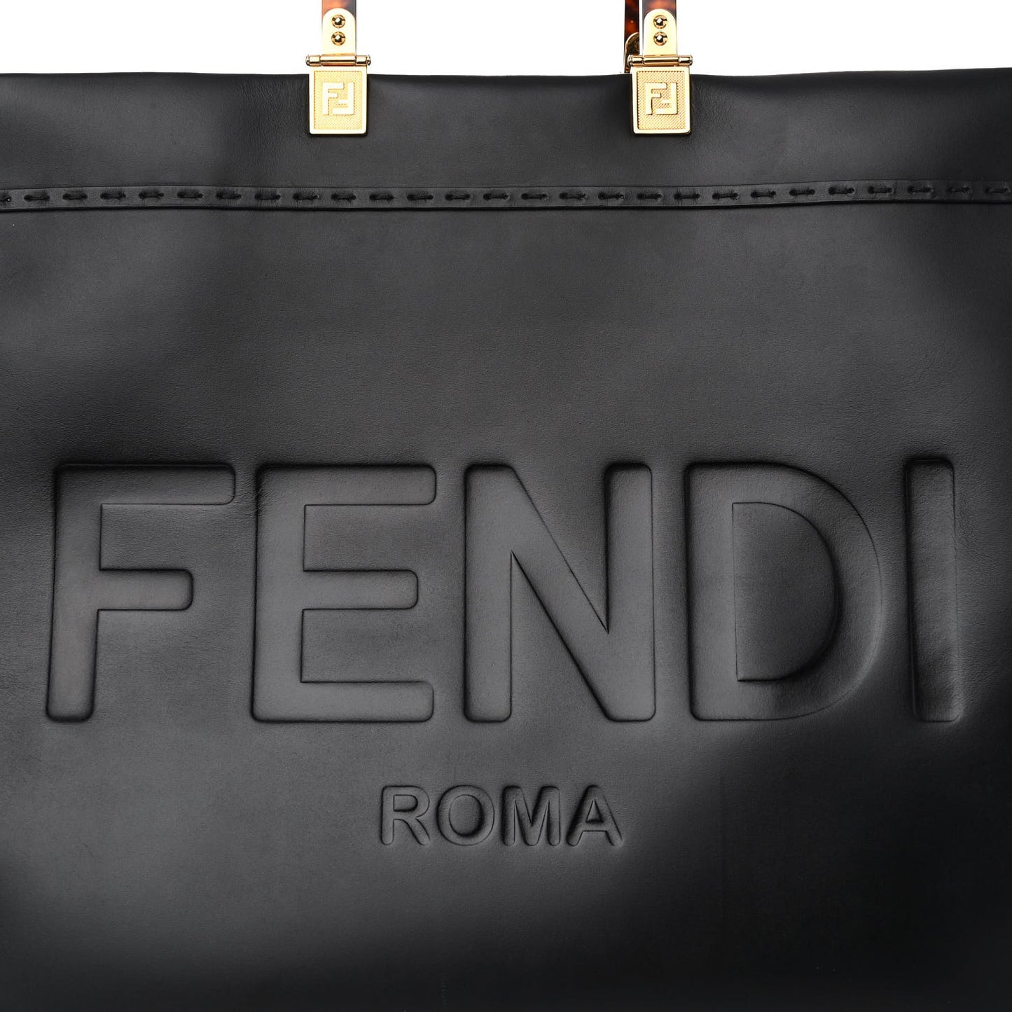 Vitello King Plexiglass Large Fendi Sunshine Shopper Tote Black