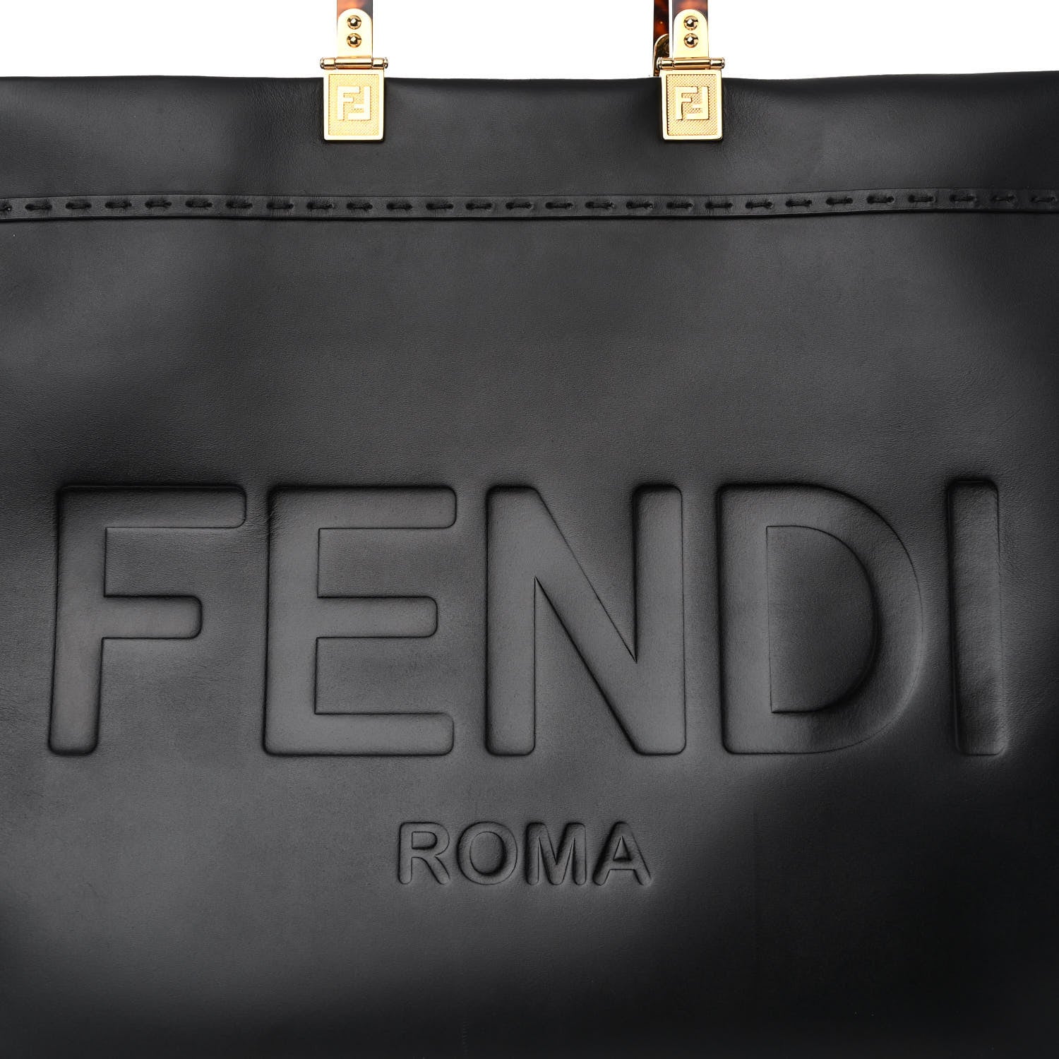 Fendi Vitello King Plexiglass Large Fendi Sunshine Shopper Tote Black 7 of 10