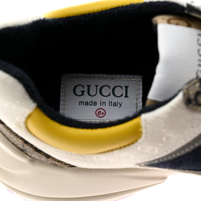 Gucci GG Supreme Monogram Mix Monogram Mens Rhyton Sneakers 6.5 London Blue Beige Sun Yellow 7 of 8