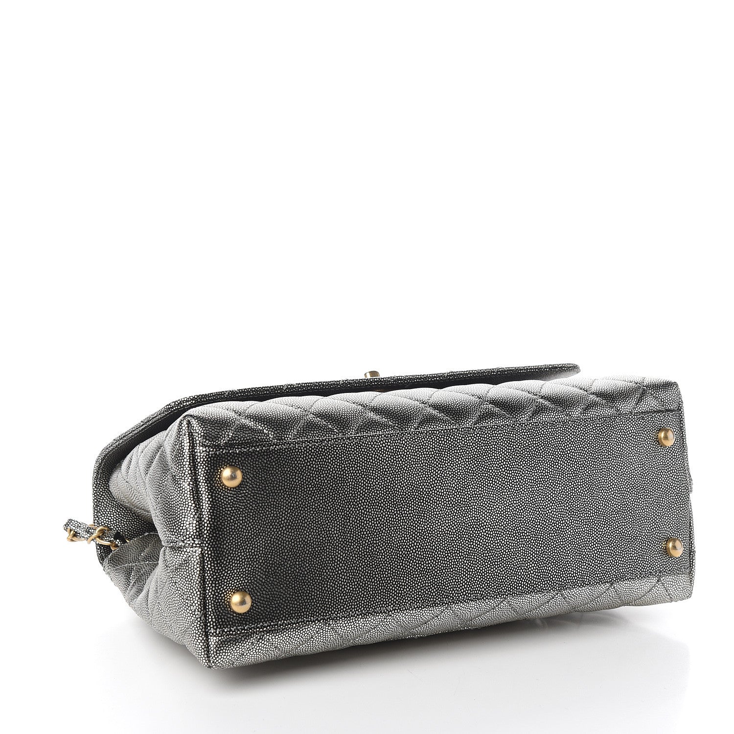 Chanel Metallic Caviar Quilted Small Coco Handle Flap Silver 3 of 9