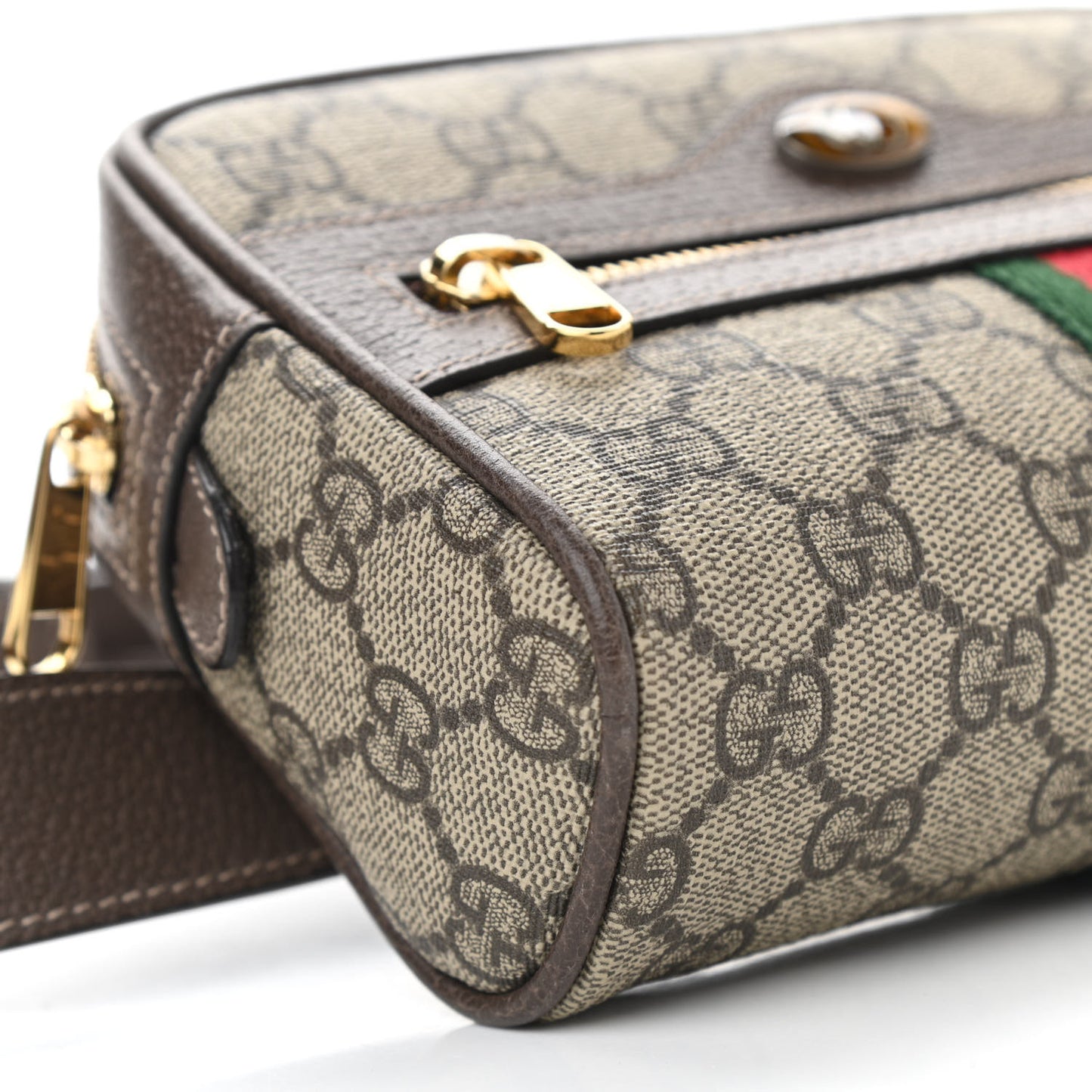 GG Supreme Monogram Web Small Ophidia Belt Bag 85 34 Dark Brown
