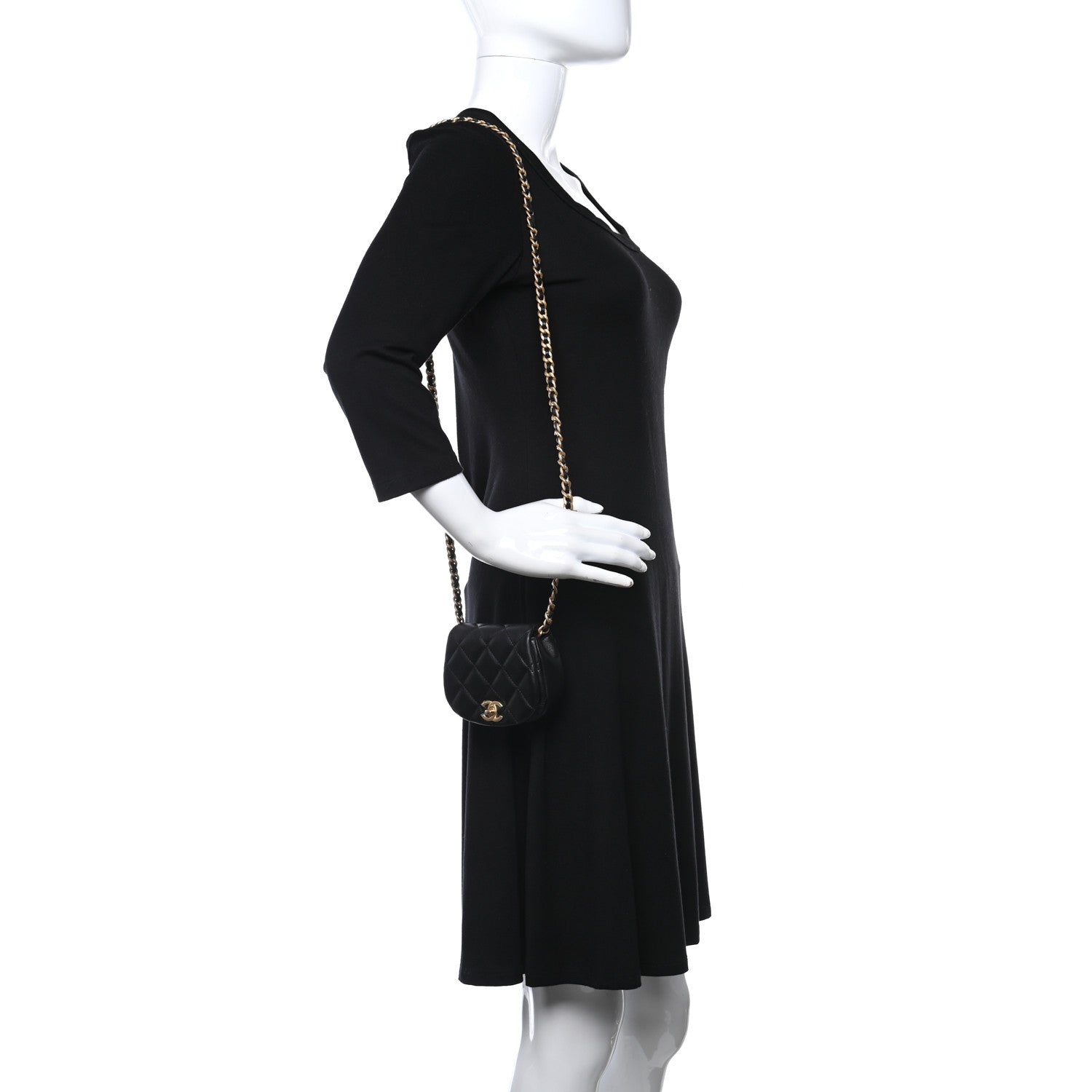 Chanel Calfskin Quilted Mini Coco Mail Clutch with Chain Black 2 of 11