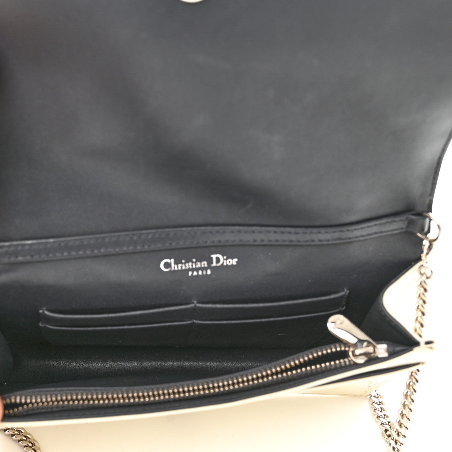 Christian Dior Patent Micro-Cannage Diorama Wallet on Chain Pouch White 5 of 9