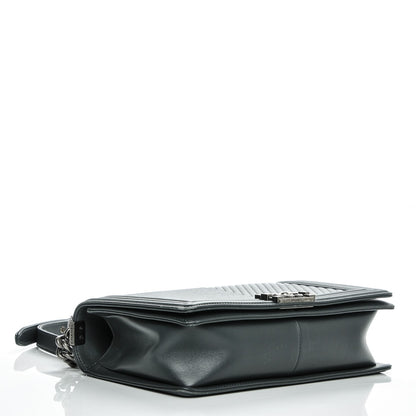 Chanel Calfskin Chevron New Medium Boy Flap Dark Grey 4 of 8