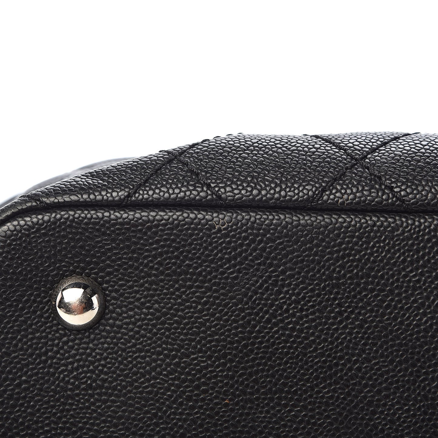 Grained Calfskin Quilted Small Daily Shopping Tote Black