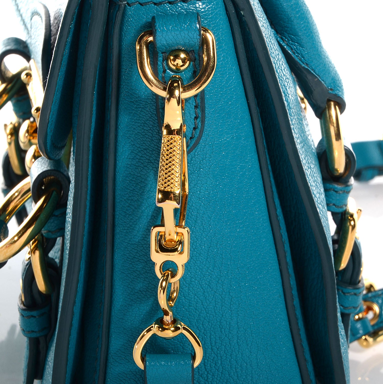 Miu Miu Grained Goatskin Madras Mini Crossbody Bag Turchese 4 of 12