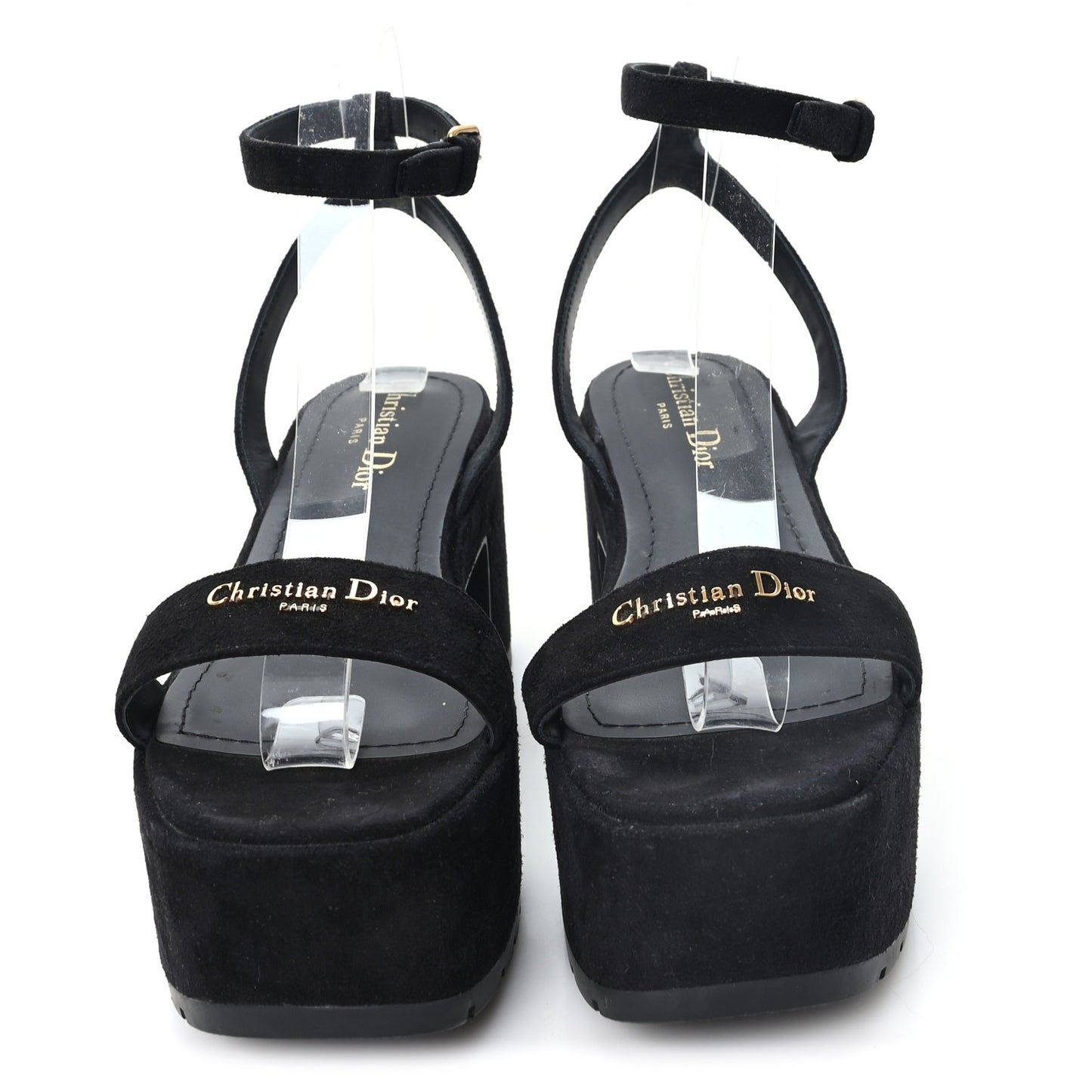 Calfskin Suede Dway Platform Sandals 37 Black