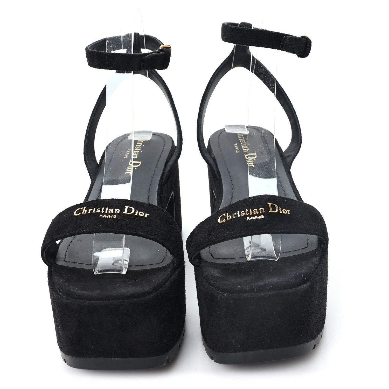 Christian Dior Calfskin Suede Dway Platform Sandals 37 Black 3 of 9
