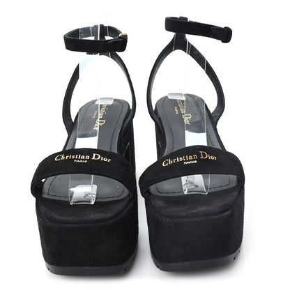 Christian Dior Calfskin Suede Dway Platform Sandals 37 Black 3 of 9