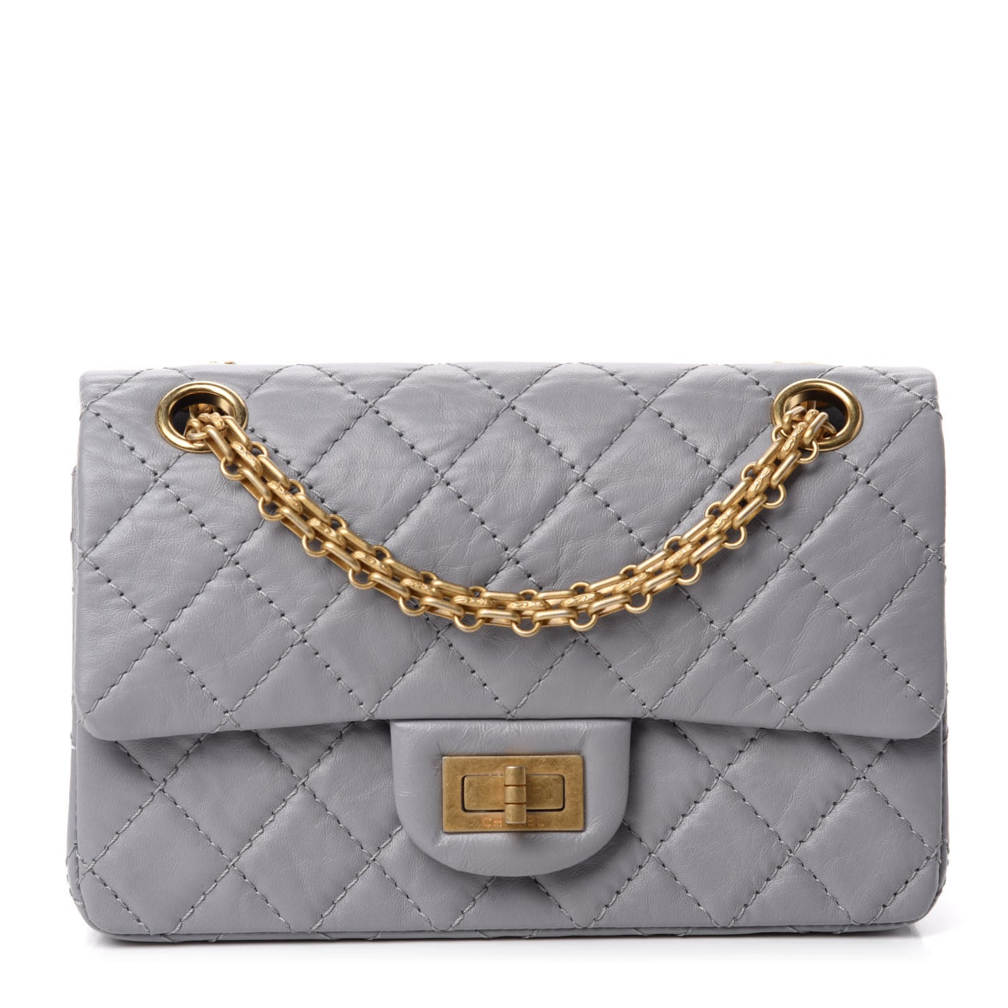 Aged Calfskin Quilted 2.55 Reissue Mini Flap Grey