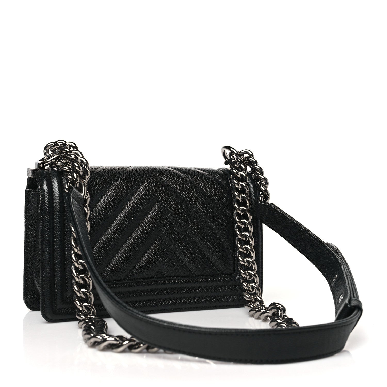 Chanel Caviar Chevron Quilted Small Boy Flap Black 3 of 10