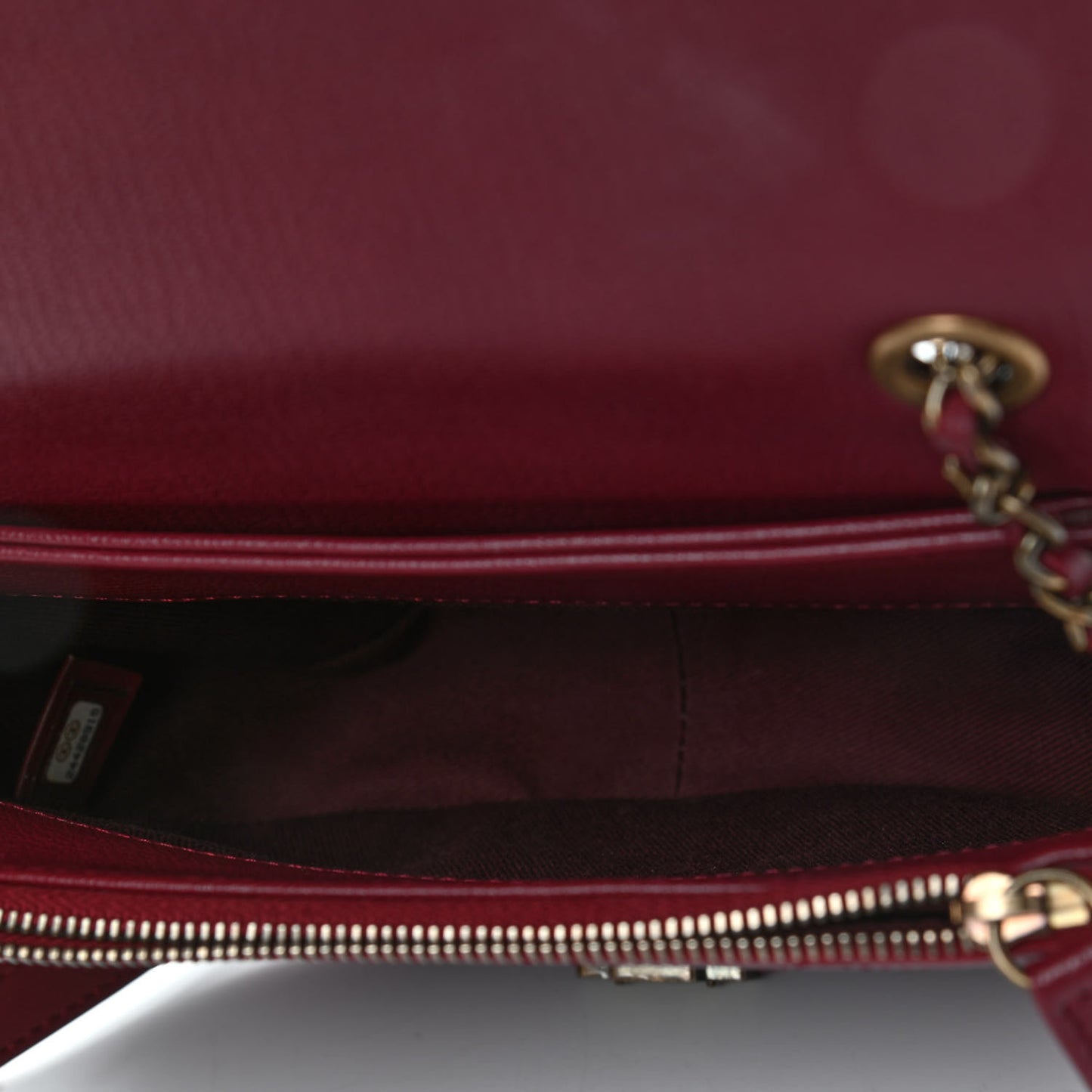 Shiny Calfskin Goatskin Quilted Small Coco Curve Messenger Flap Burgundy