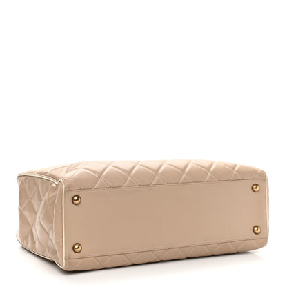Chanel Calfskin Quilted Tote Beige 4 of 12