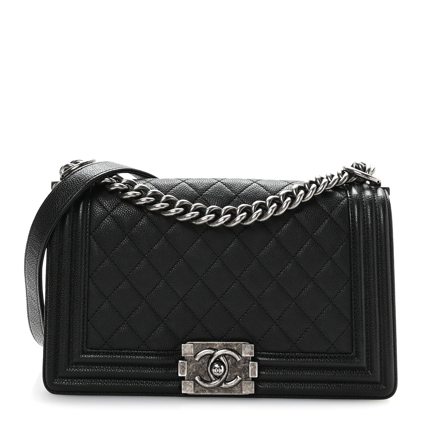 Caviar Quilted Medium Boy Flap Black