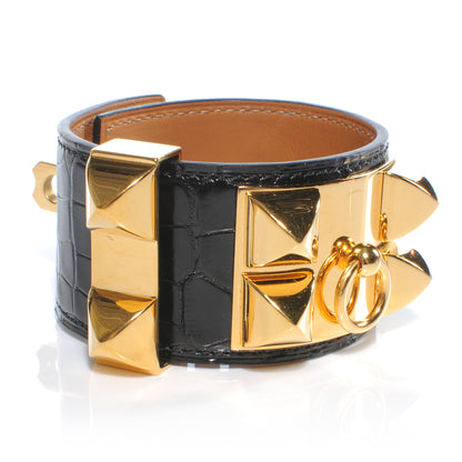 Hermes Alligator Collier De Chien CDC Bracelet Small Black 5 of 8