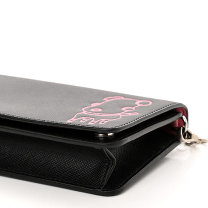 Prada Saffiano Pradamalia Mini Chain Bag Black Begonia 9 of 10