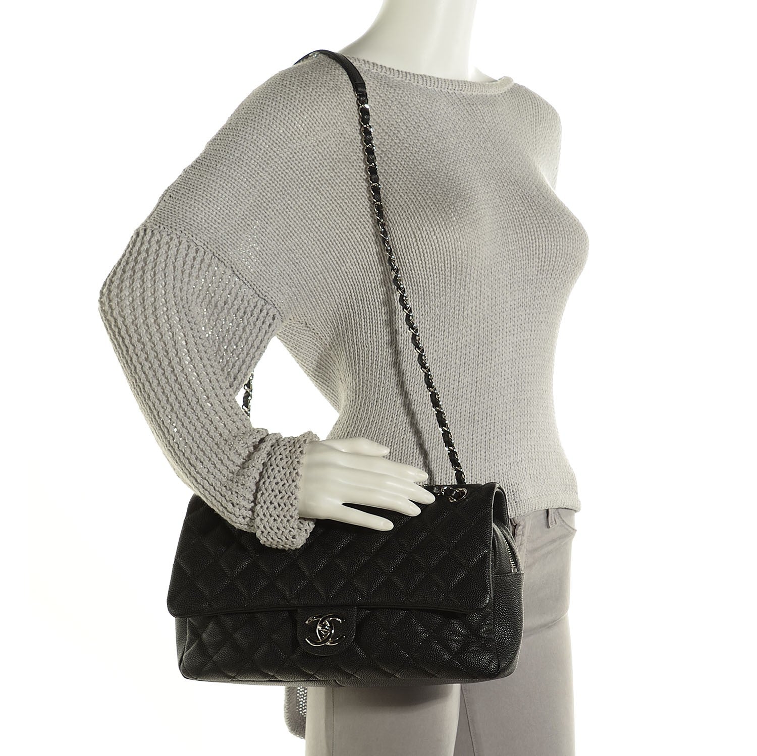 Chanel Caviar Quilted Jumbo Easy Flap Black 2 of 8
