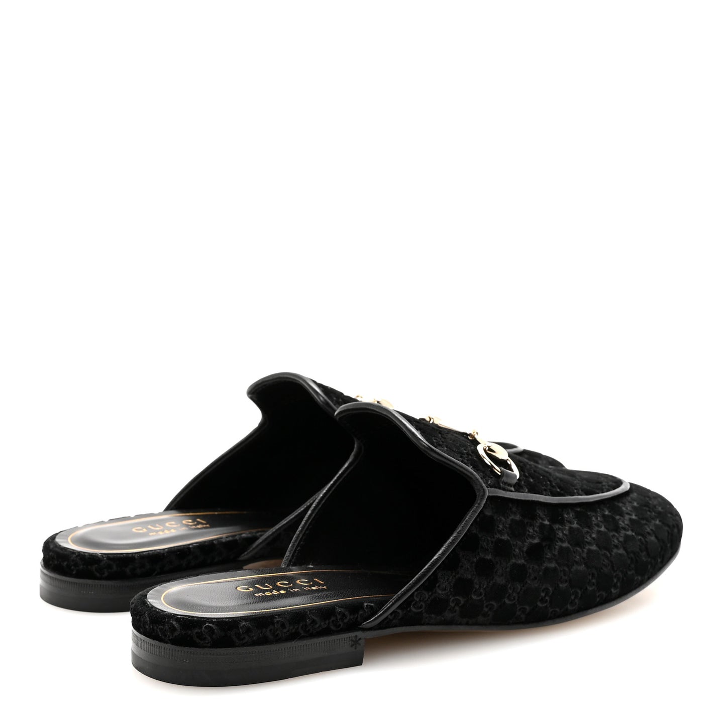 Velvet GG Monogram Womens Princetown Slippers 39 Black
