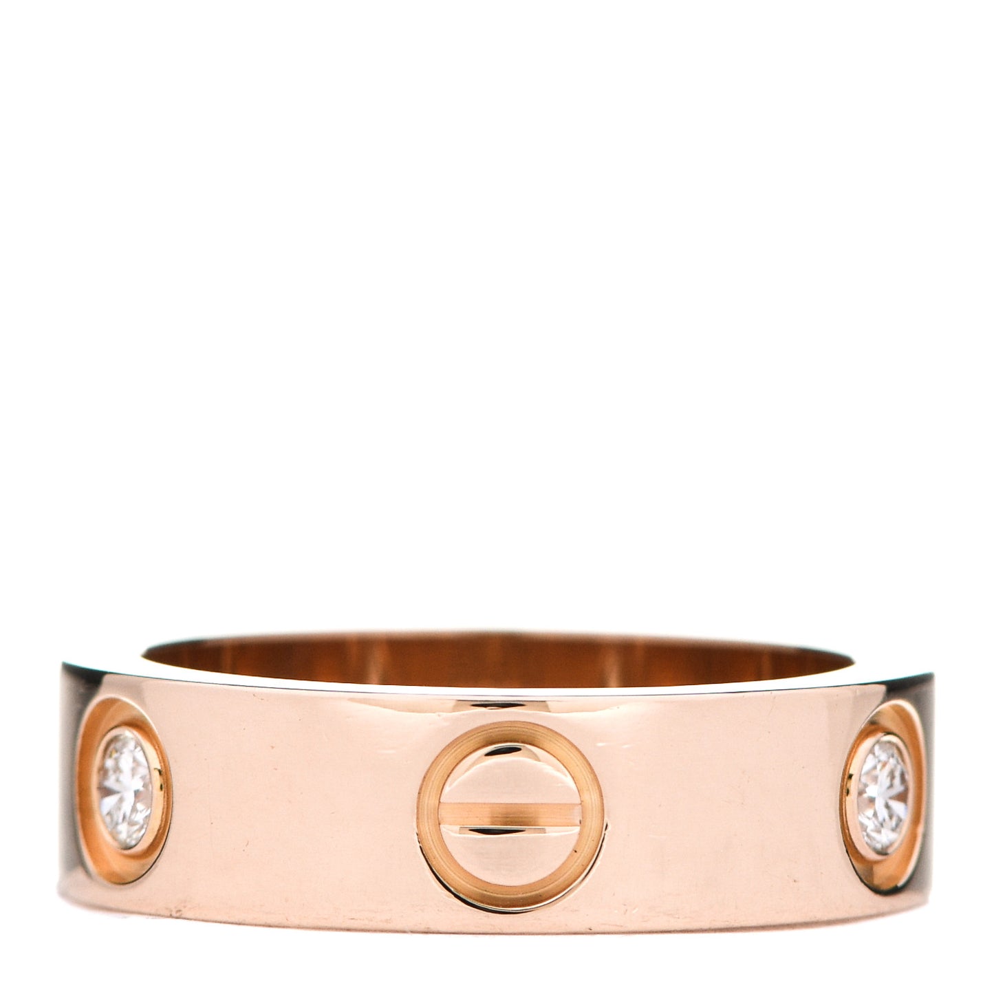 18K Pink Gold 3 Diamond 5.5mm LOVE Ring 51 5.75