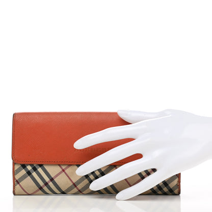 Burberry Calfskin House Check Continental Flap Wallet Orange 2 of 22