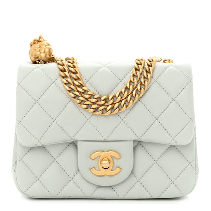 Chanel Lambskin Quilted Mini Sweet Camellia Flap Light Blue 3 of 12