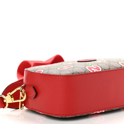Gucci GG Supreme Monogram Apple Small Retro Interlocking G Shoulder Bag Beige Multicolor Lobster Red 8 of 9