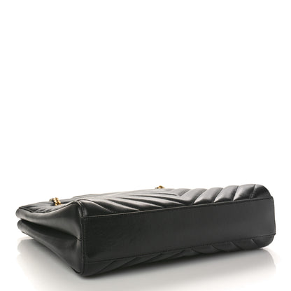 Saint Laurent Grain de Poudre Matelasse Chevron Medium Tribeca Shopping Bag Black 4 of 11