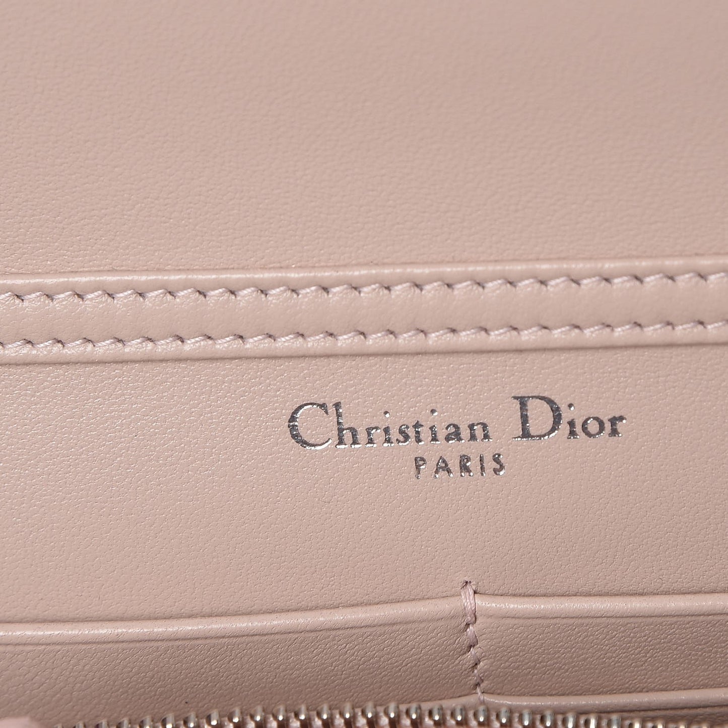 Grained Calfskin Diorama Wallet on Chain Pouch Rose Poudre