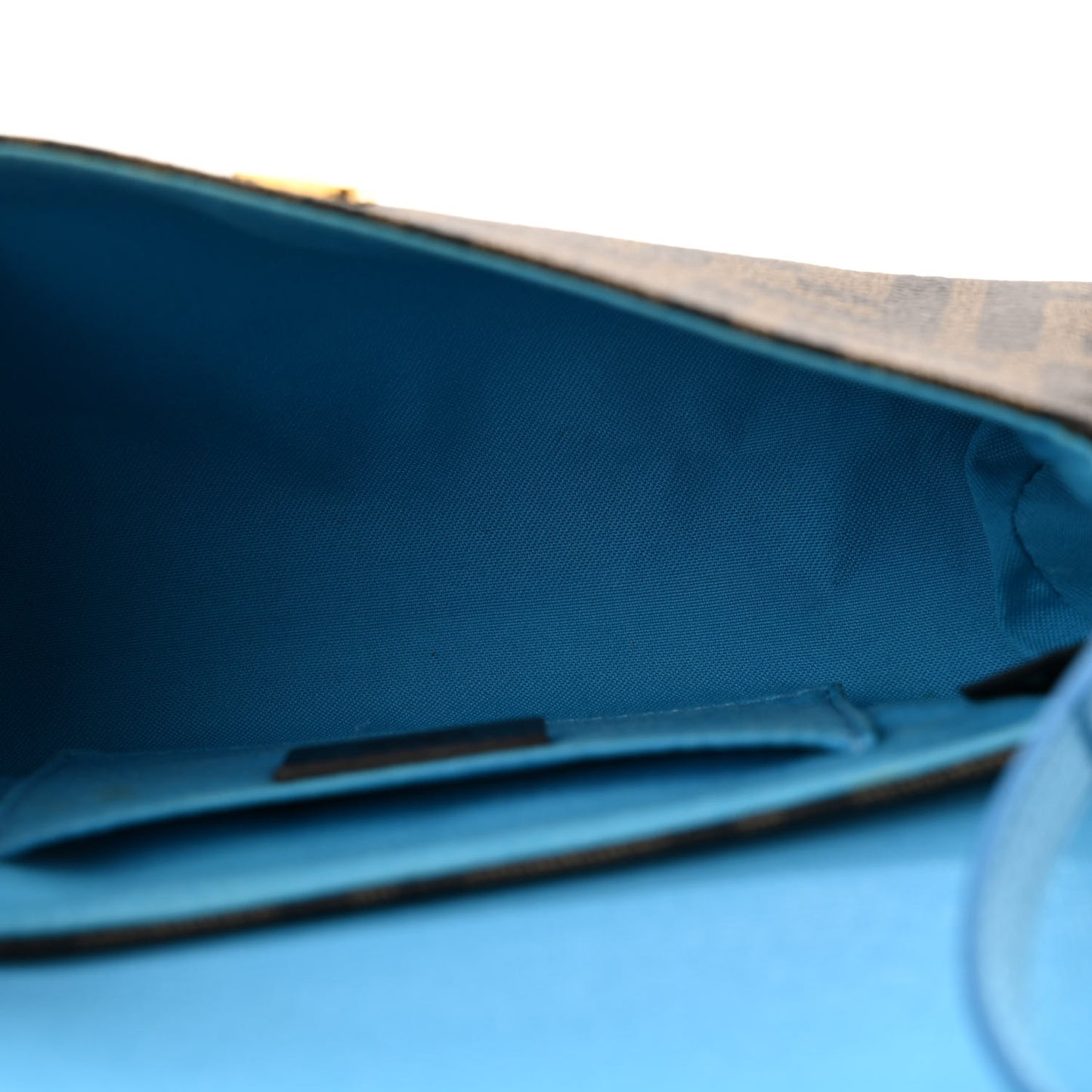 Zucca Spalmati Vitello Elite Flap Crossbody Bag Tobacco Turquoise