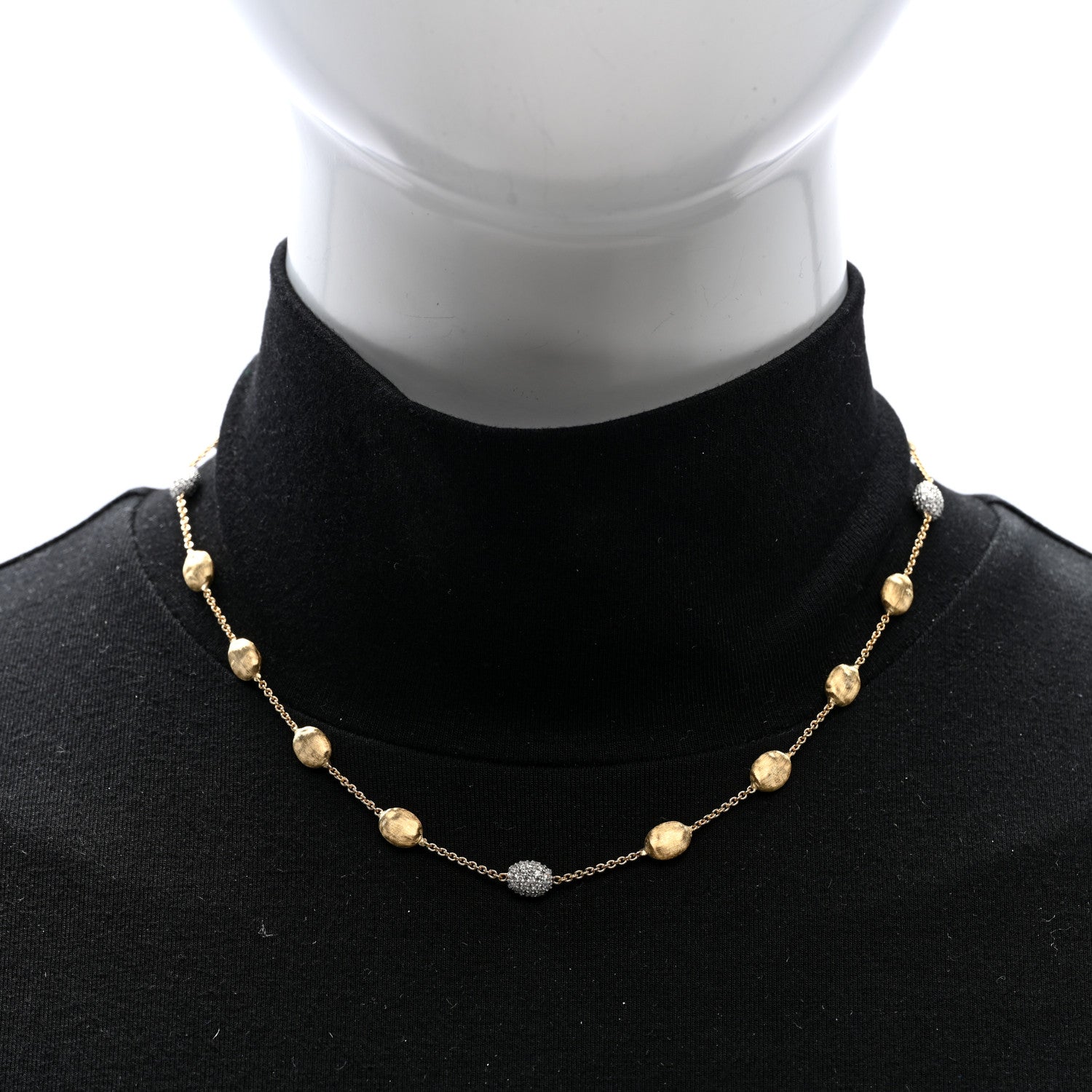 Marco Bicego 18K Yellow White Gold Diamond Siviglia Small Bead Short Necklace 2 of 4
